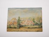 an image of a painting of a village on a white wall