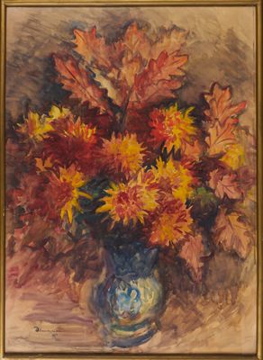 René DEMEURISSE (1895-1961). Grand bouquet de fleurs et feui…