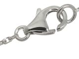 a close up of a silver chain with a clasp on it