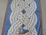 a blue towel with a picture of a bear on it