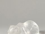 a plastic animal that is laying down on the ground