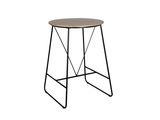 une image représentant un tabouret avec un assise en bois et des pieds en métal