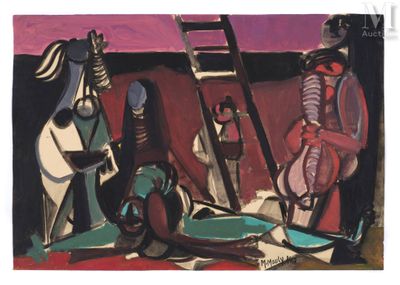 une image d'un tableau représentant un homme et une femme avec des guitares
