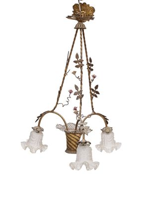 an image of a chandelier with flowers and leaves on it