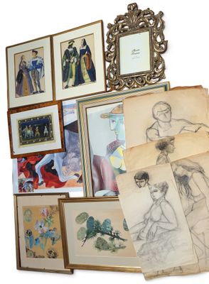 a lot of drawings and pictures on the wall