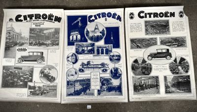 two pages of old car brochures with pictures of cars on them