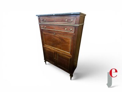 an image of a wooden chest of drawers with a marble top