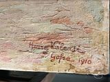 an image of a close up of a piece of wood with writing on it