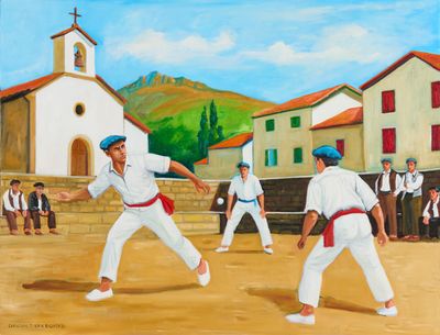 tableau représentant un groupe d'hommes en train de jouer au baseball