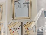 a picture of a picture of a bathroom with instructions on it