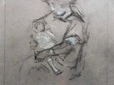 a drawing of a woman holding a baby in her arms