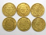 six souverains d'or datant de l'époque de l'Empire britannique