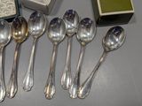 five spoons and a box on the table