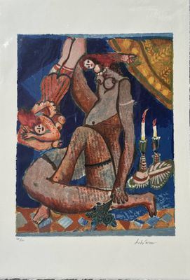 Théo TOBIASSE (1927-2012) Deux femmes aux bougeoirs