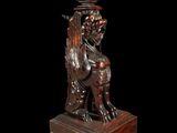 an image of a wooden table with a lion on it