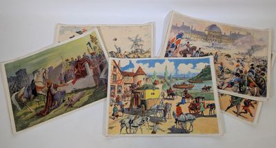 quatre cartes postales représentant des scènes de la guerre de l'Empire espagnol