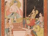un tableau représentant un homme et une femme qui dansent dans une cour