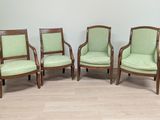 lot de quatre fauteuils rembourrés verts