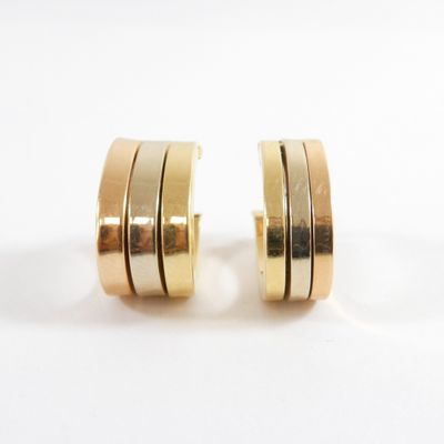 paire de boucles d'oreilles créoles en or jaune et blanc 18 carats
