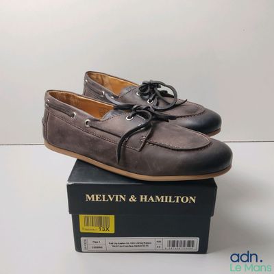 chaussures bateau en cuir pour homme, à lacets, sur une semelle carrée
