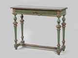 an image of a green table with a drawer on top of it