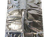 a bag of silver foil with a bottle of water in it