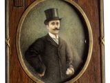 une vieille photo d'un homme en haut-de-forme et en costume