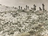 a lot of crosses on a hill in the middle of nowhere