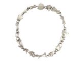 bracelet made of silver and mother of pearls on a white background