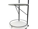 an image of a black and white trolley with a tray on top of it