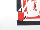 a picture of a red and black painting on a white wall