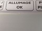 a close up of a white refrigerator with buttons on it