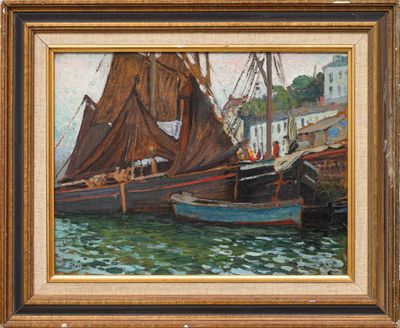 une peinture représentant un bateau dans l'eau