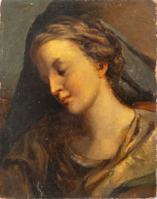 un tableau représentant une femme portant un voile sur la tête