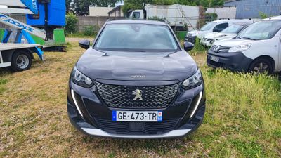 une voiture noire garée dans l'herbe