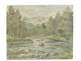 an image of a painting of a man fishing in a river
