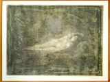 an image of a painting of a woman laying on a bed