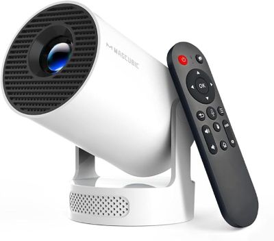 an image of a white speaker with a remote control