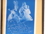 a picture of a blue and white picture of two people