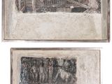 deux tableaux encadrés représentant un bateau et un homme sur un bateau