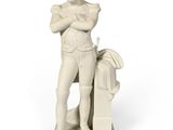 statue d'un homme portant un casque et un cheval, sur fond blanc