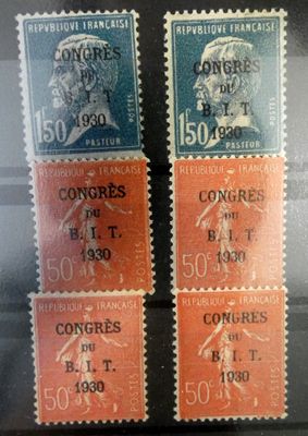 quatre timbres différents provenant de France, dont l'un représente un homme