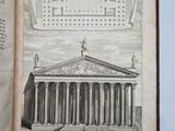 an open book with a drawing of a building on it