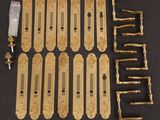 a set of six antique brass door handles and handles