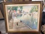 a picture of a painting of a man sitting on a bench