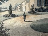 a painting of a man walking down a street