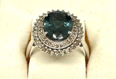 Bague cible en argent sertie d'une tourmaline verte de 3,00 …
