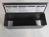 a close up of a metal box with a label on it