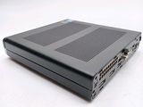 the back of a black laptop computer sitting on top of a white surface