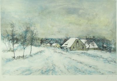 Bernard GANTNER (1928-2018). Calme hivernal. Lithographie. S…